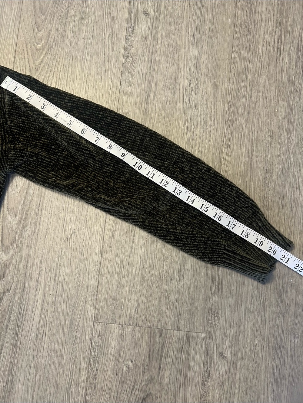 Cropped Chenille Crewneck Sweater in Olive - Picture 6 of 7